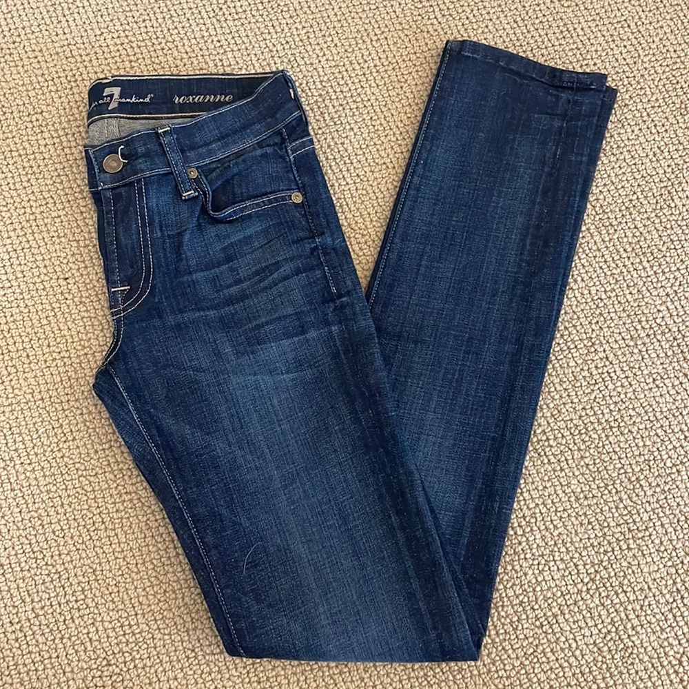 7 For All Mankind - Roxanne Mid Rise Skinny Jeans - Sz 23